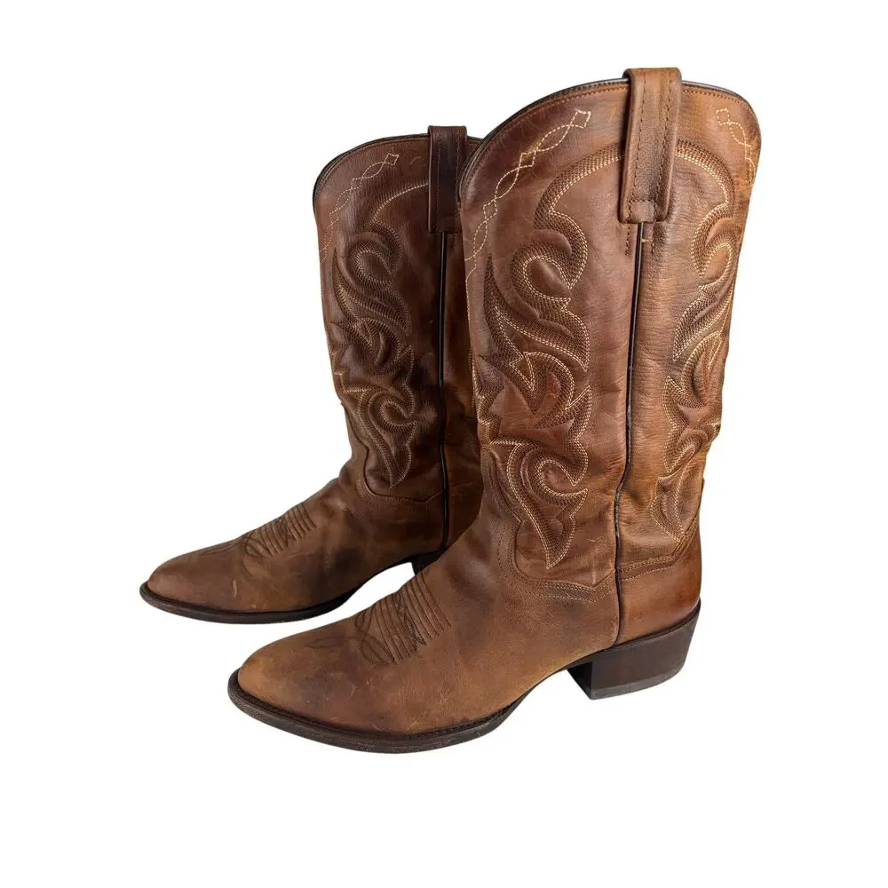 Dan Post Bay Apache Brown Leather Western Cowboy Boots Men’s 11D DP2159